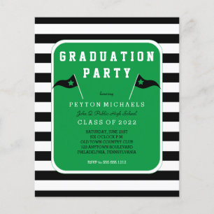 Budget Black  Green Flag Striped Graduation Party Flyer