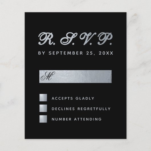 Budget Black Imitats Silver Calligraphy Wedding RS (Vorderseite)
