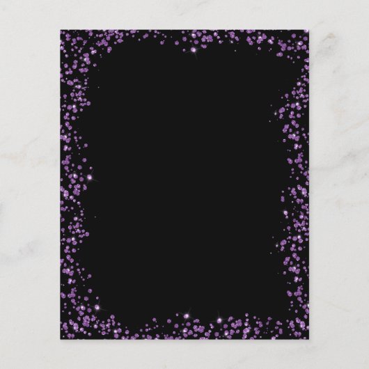 Budget Black Lila Glam Glitzer Balloon Birthday Flyer (Hinten)