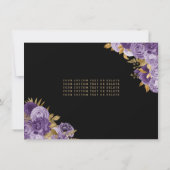 Budget Black Lila Gold Floral Foto Quinceanera Mitteilungskarte (Rückseite)