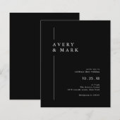 Budget Black Modern Minimalistisch Wedding Einladu (Vorne/Hinten)
