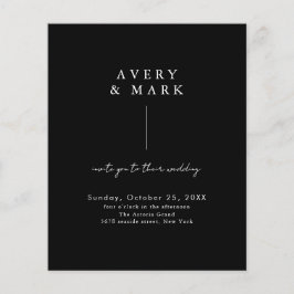 Budget Black Modern Wedding Einladung Flyer