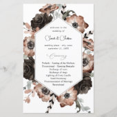 Budget Black &NaturalFloral Boho Wedding Program M (Vorderseite)
