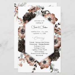 Budget Black &NaturalFloral Boho Wedding Program M