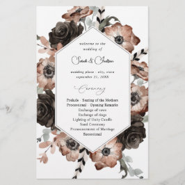 Budget Black &NaturalFloral Boho Wedding Program M Flyer
