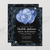 Budget Black Navy Blue Glitzer Balloon Geburtstag (Vorne/Hinten)
