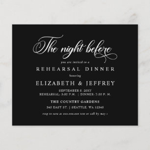 Budget Black Night Before Rehearsal Dinner invite