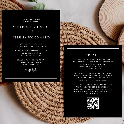Budget Black QR Code Alles in einer Hochzeitseinla