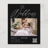 Budget Black QR Code Foto Hochzeitseinladung (Vorderseite)