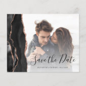 Budget Black Rose Gold Agate 6-Foto Save the Date (Vorderseite)