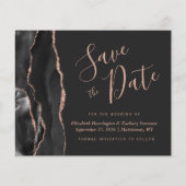 Budget Black Rose Gold Agate Dark Save the Date (Vorderseite)