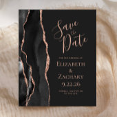 Budget Black Rose Gold Agate Dark Save the Date