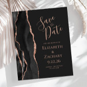 Budget Black Rose Gold Agate Dark Save the Date
