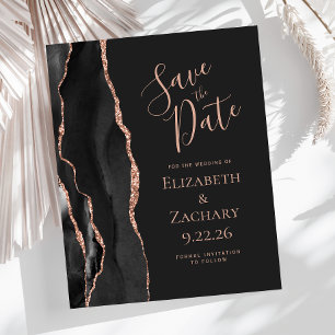 Budget Black Rose Gold Agate Dark Save the Date