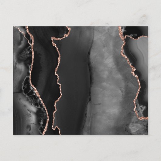 Budget Black Rose Gold Agate Dark Save the Date (Rückseite)