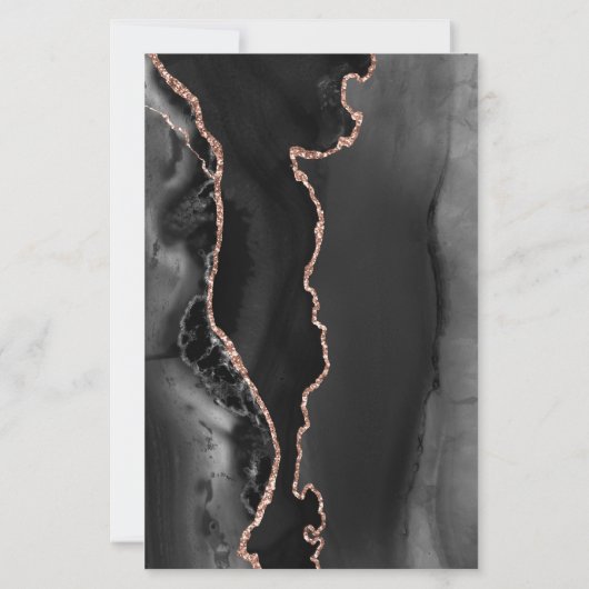 Budget Black Rose Gold Agate Dark Wedding (Rückseite)