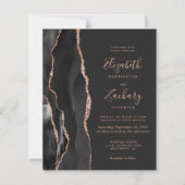 Budget Black Rose Gold Agate Dark Wedding (Vorderseite)