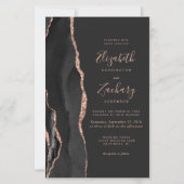 Budget Black Rose Gold Agate Dunkel QR Code Hochze (Vorderseite)