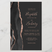 Budget Black Rose Gold Agate Dunkel QR Code Hochze (Vorderseite)