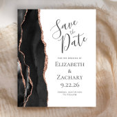 Budget Black Rose Gold Agate Save the Date