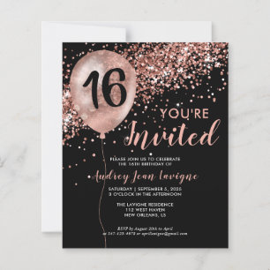 Budget Black Rose Gold Ballon Sweet 16. Geburtstag