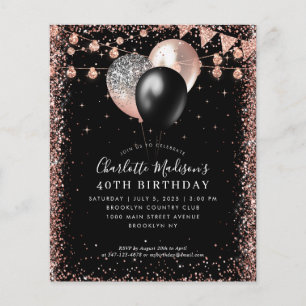 Budget Black Rose Gold Glitzer Ballon Geburtstag