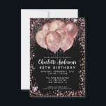 Budget Black Rose Gold Glitzer Ballon Geburtstag Mitteilungskarte<br><div class="desc">Moderne Glam Imitate Rosa Rose Gold Schwarzer Glitzer Blitze Elegante Stilvolle Einladung zum Geburtstag</div>