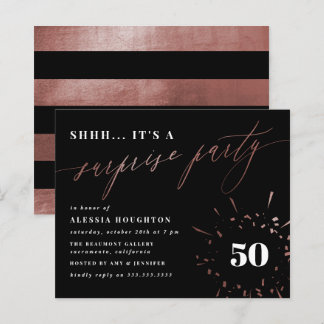 Budget Black & Rose Gold Script Überraschung Party
