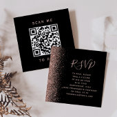 Budget Black Rose Gold Wedding QR Code UAWG Begleitkarte