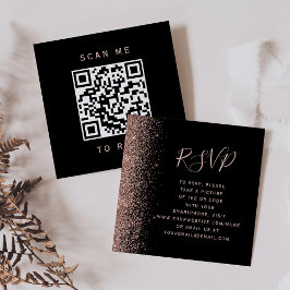 Budget Black Rose Gold Wedding QR Code UAWG Begleitkarte