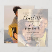 Budget Black Script 2 Fotos Einladung Hochzeit (Vorne/Hinten)