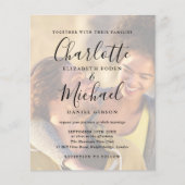 Budget Black Script 2 Fotos Einladung Hochzeit (Vorderseite)