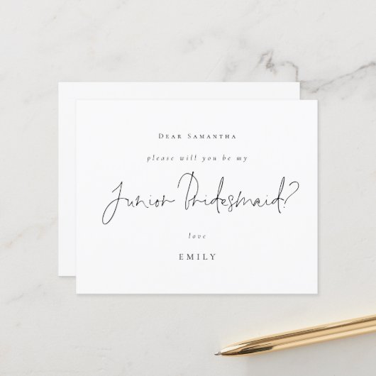 Budget Black Script Junior Bridesmaid Anfrage (Vorderseite/Rückseite Beispiel)