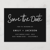 Budget Black Script Simple Elegant Save the Date Flyer (Vorne)