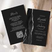 Budget Black Silver Agate Dark QR Code Hochzeit
