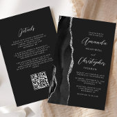 Budget Black Silver Agate Dark QR Code Hochzeit