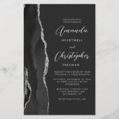 Budget Black Silver Agate Dark QR Code Hochzeit (Vorderseite)