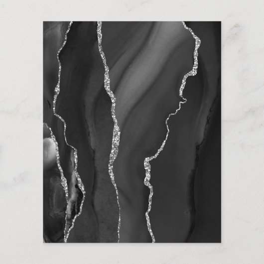 Budget Black Silver Agate Dark Wedding Einladung (Rückseite)