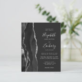 Budget Black Silver Agate Dark Wedding Einladung (Stehend Vorderseite)