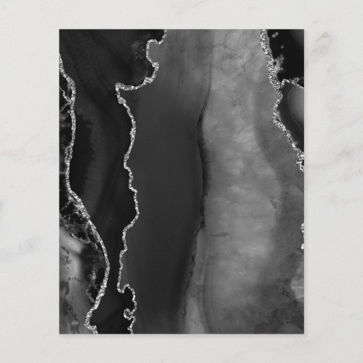 Budget Black Silver Agate Dark Wedding Menü (Rückseite)