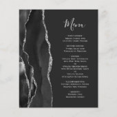Budget Black Silver Agate Dark Wedding Menü (Vorderseite)