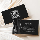 Budget Black Silver Agate Dark Wedding QR Code Begleitkarte