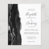 Budget Black Silver Agate QR Code Hochzeit Einladu (Vorderseite)