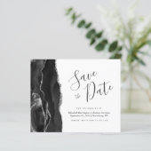 Budget Black Silver Agate Save the Date Card (Stehend Vorderseite)