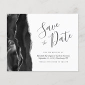 Budget Black Silver Agate Save the Date Card (Vorderseite)