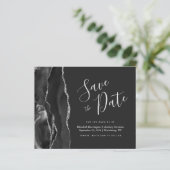 Budget Black Silver Agate Save the Date Card (Stehend Vorderseite)