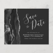 Budget Black Silver Agate Save the Date Card (Vorderseite)
