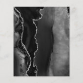 Budget Black Silver Agate Skript Wedding Menü (Rückseite)