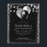 Budget Black Silver Glitzer Balloon Beleuchtung Ge<br><div class="desc">Modernes,  elegantes Black Silver Gray Slate Glitzer String Lights Banner Ballon Jegliche Jahreszeit</div>