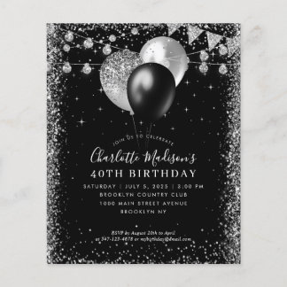 Budget Black Silver Glitzer Balloon Beleuchtung Ge
